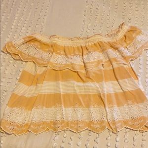 Yellow and white off the shoulder top